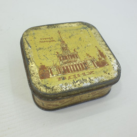 Металлическая коробочка из-под зубного порошка, СССР. Картинка 2